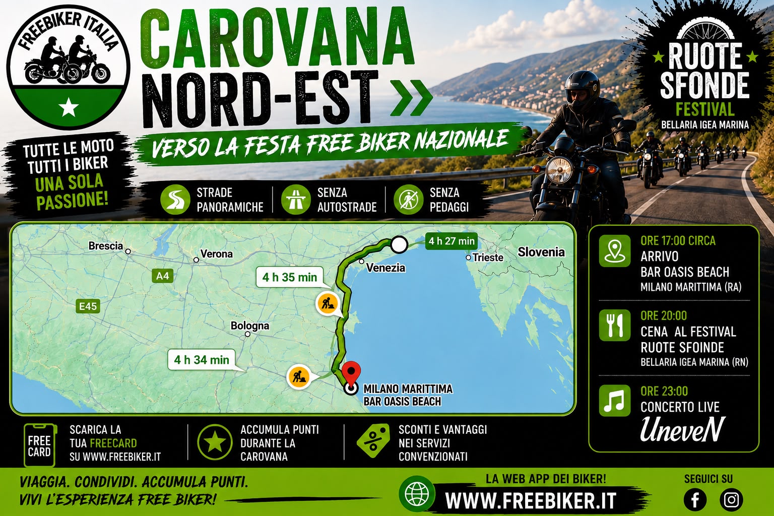 CAROVANA NORD-EST FESTA FREE BIKER NAZIONALE