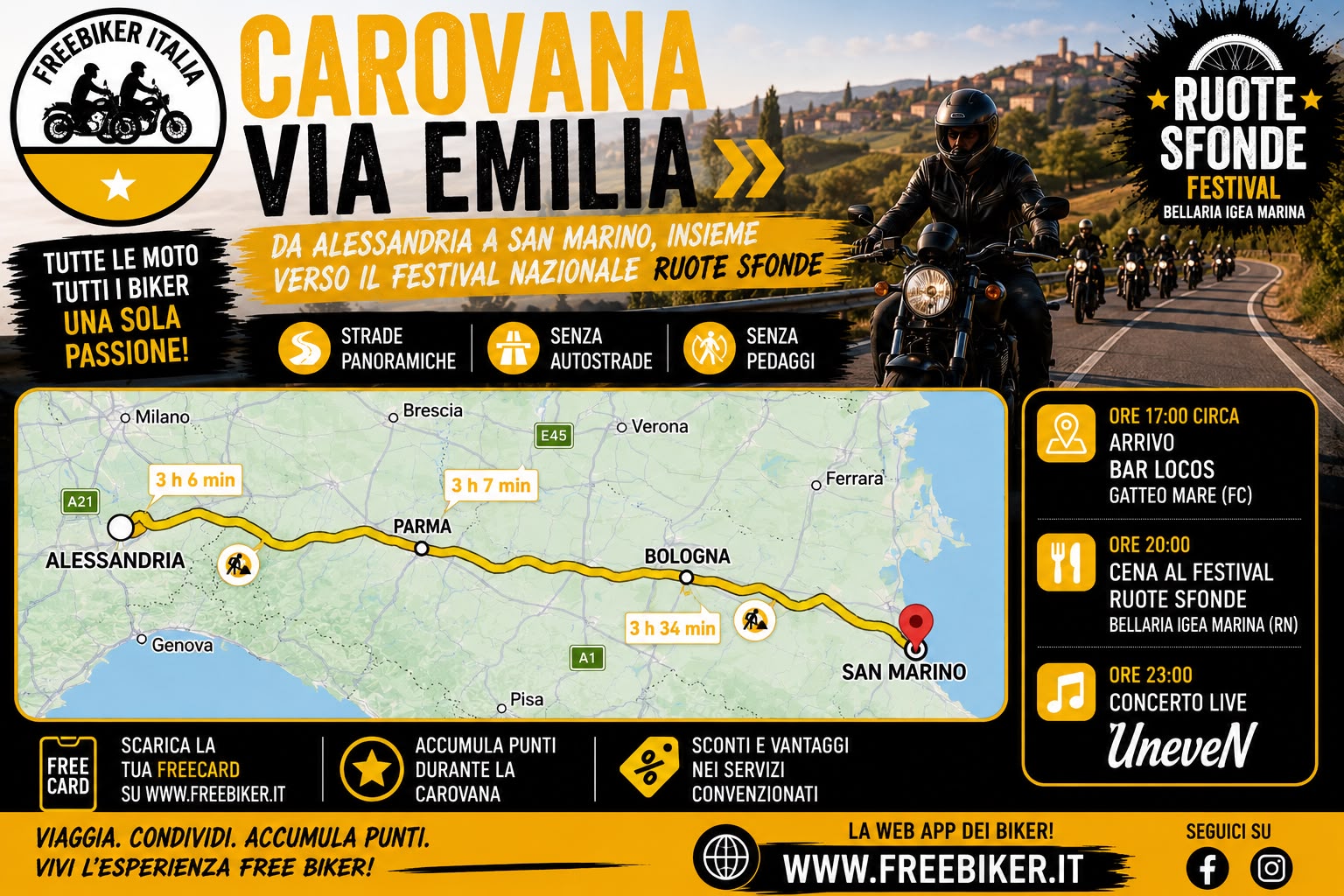 CAROVANA VIA EMILIA FESTA NAZIONALE FREE BIKER